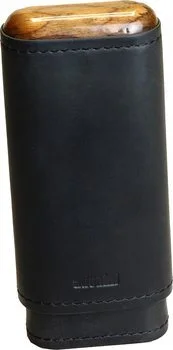Черный футляр adorini для 2-3 сигар из натуральной кожи с деревянной верхней частью