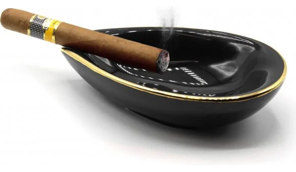 Пепельница для сигар adorini ceramic cigar ashtray leaf black