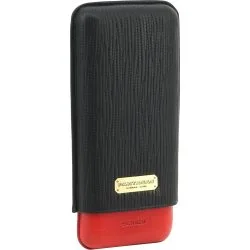 Кожаный портсигар Partagas Triple Cigar Leather Case Black Red