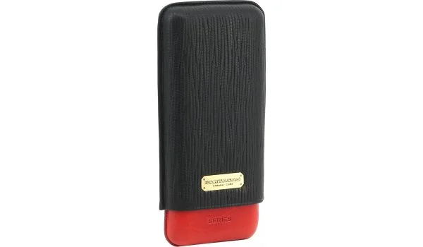 Кожаный портсигар Partagas Triple Cigar Leather Case Black Red