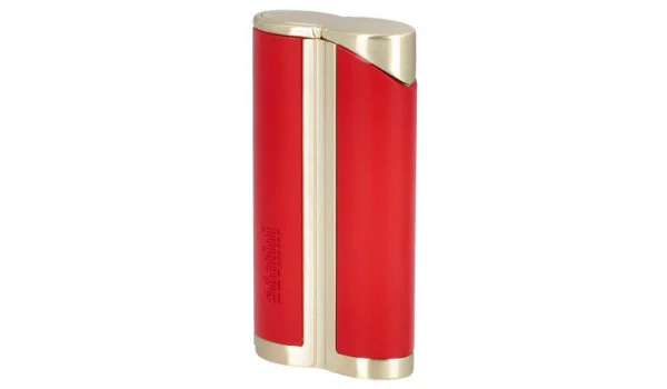 adorini Single Jet Curve Lighter Red / Satin gold incl. Cigar Punch.