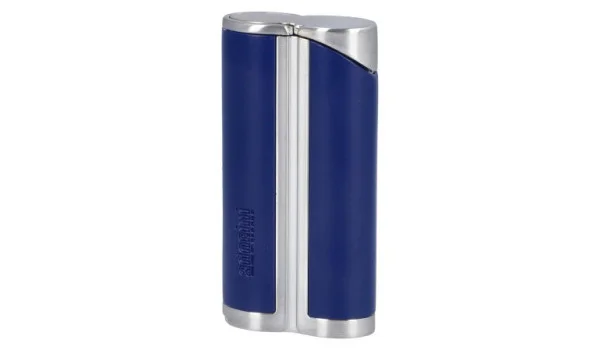 adorini Single Jet Curve Lighter Blue / Satin Silver incl. Cigar Punch.