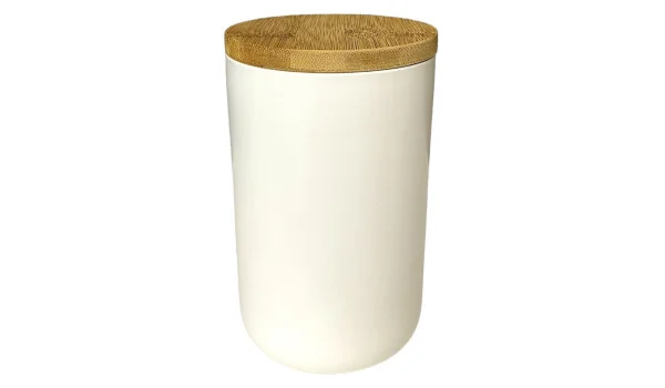 Белая фарфоровая банка для сигар с деревянной крышкой