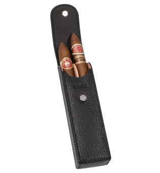 adorini карманный кожаный портсигар на 2 сигары черный, черная пряжа Фото 3