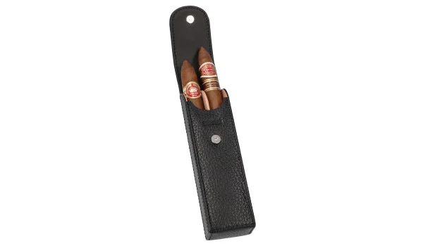 adorini карманный кожаный портсигар на 2 сигары черный, черная пряжа Фото 3