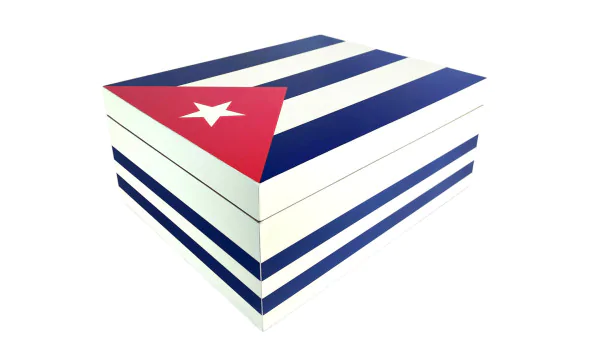 Белый хьюмидор для сигар с кубинским флагом на 50-75 сигар