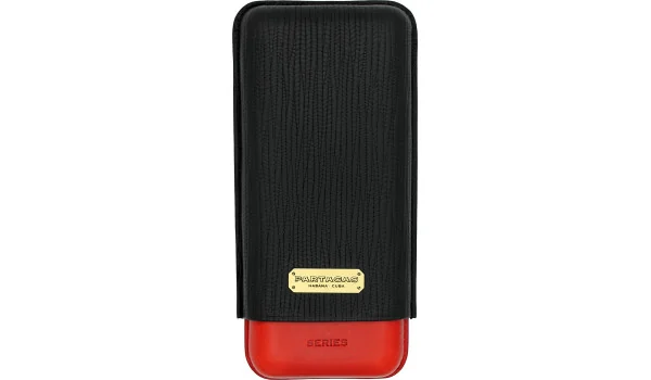 Кожаный портсигар на три сигары Partagas черный/красный Фото 2