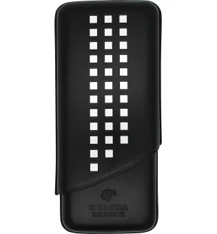 Кожаный портсигар на три сигары Cohiba Behike черный