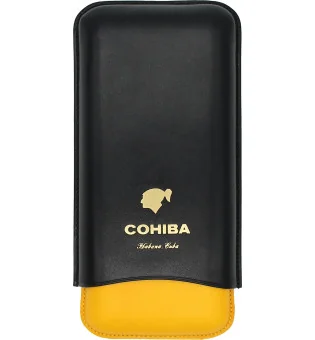 Cohiba Портсигар из натуральной кожи, черный, желтый и белый