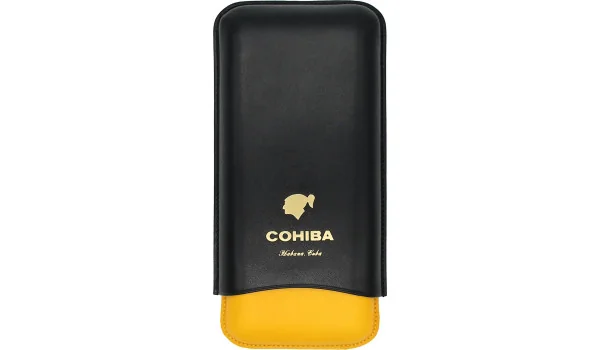 Cohiba Портсигар из натуральной кожи, черный, желтый и белый