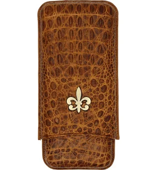 Montecristo Fleur de Lis Кожаный футляр для 3 сигар с тиснением под крокодила, коричневый
