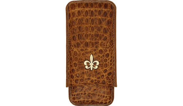 Montecristo Fleur de Lis Кожаный футляр для 3 сигар с тиснением под крокодила, коричневый